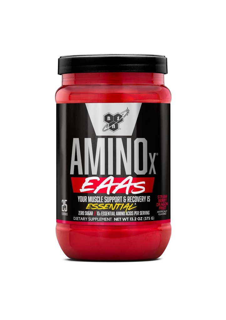 BSN Amino X EAAs, Muskuļu atgūšana un izturība, 10g Essential aminoskābes, 5g BCAAs, Nulles cukurs, bez kofeīna, zemeņu Dragonfruit, 13.2oz, 25 Kalpo