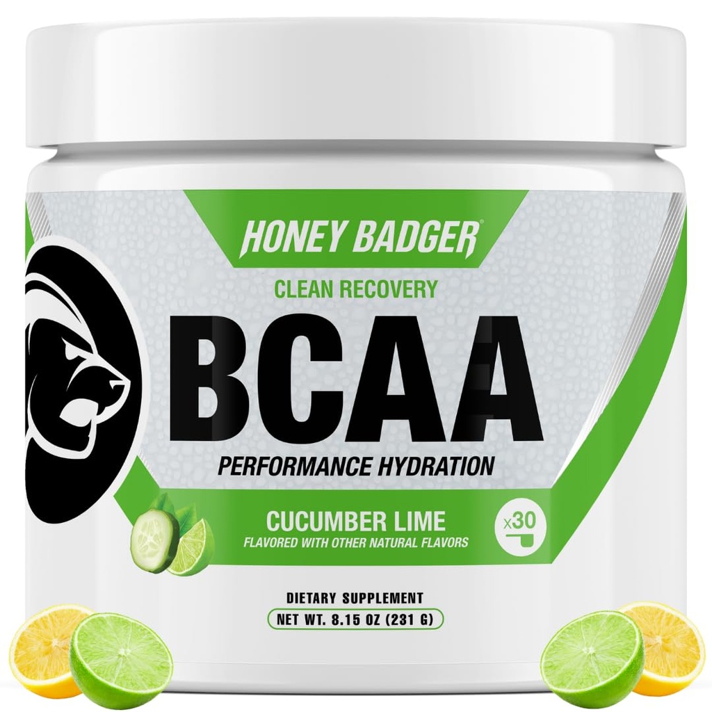 Medus Ādgers BCAA + EAA Aminoskābju pulveris, BCAA + L-glutamīns, Keto, Vegan, Bezcukurs vīriešiem un sievietēm, hidratācija un pēcdarbs Muskuļu atgūšanas Drink Mix, kumelīšu Laimi, 30 Kalpo