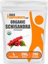 BulkSupplements.com Organic Schisandra Powder - Organic Schisandra Pielikums, no Schisandra Berry - bez lipekļa - 1g per Serving, 250g (8.8 oz) (1. iepakojums)