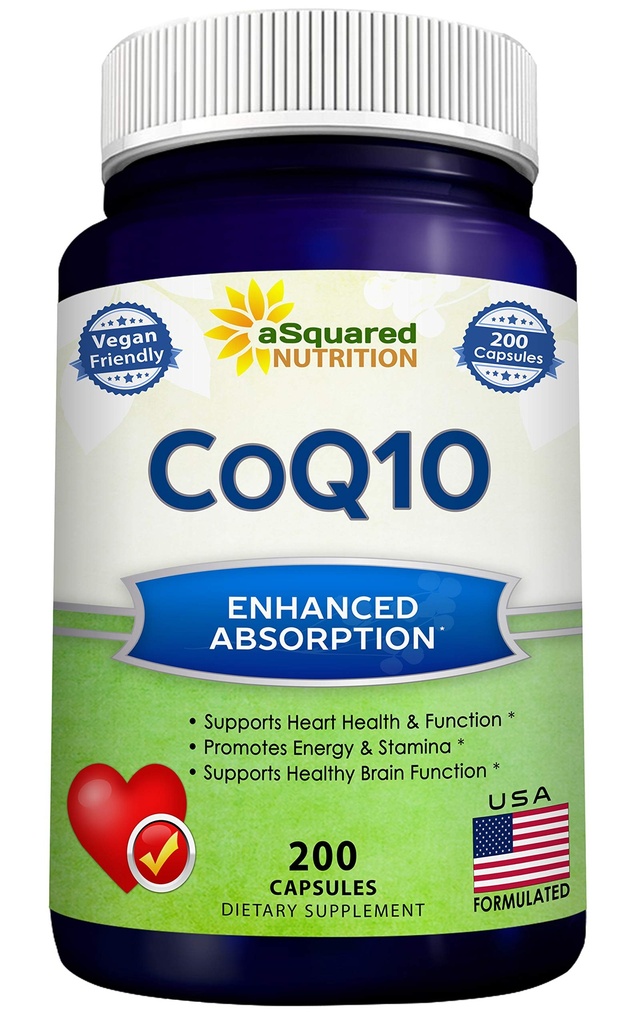 aSquared Nutrition CoQ10 (400 mg Max Stiprums, 200 kapsulas) - Augsta absorbcija Vegan Coenzyme Q10 Pulveris - Ubihinona papildvielas Tabletes, Papildus antioksidants CO Q-10 Enzīmu tabletes, Coq 10 400 mg