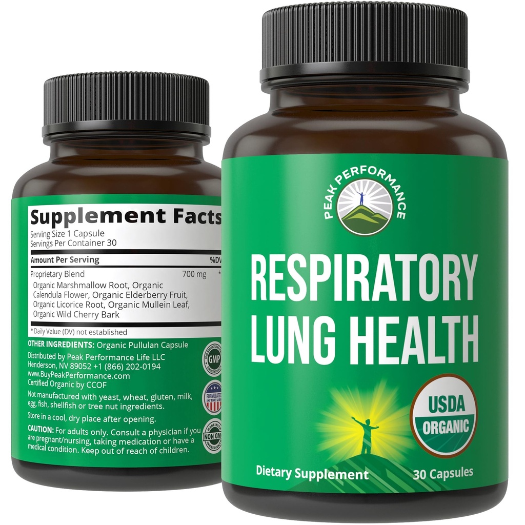 USDA Organic Lung Detox for Smokers and Non Smokers with 6 Top Ingredients. Mullein Leaf, Marshmallow Root, Calendula. Lungs Cleanse for Better Respiratory Health. Lung Support Capsules Supplement