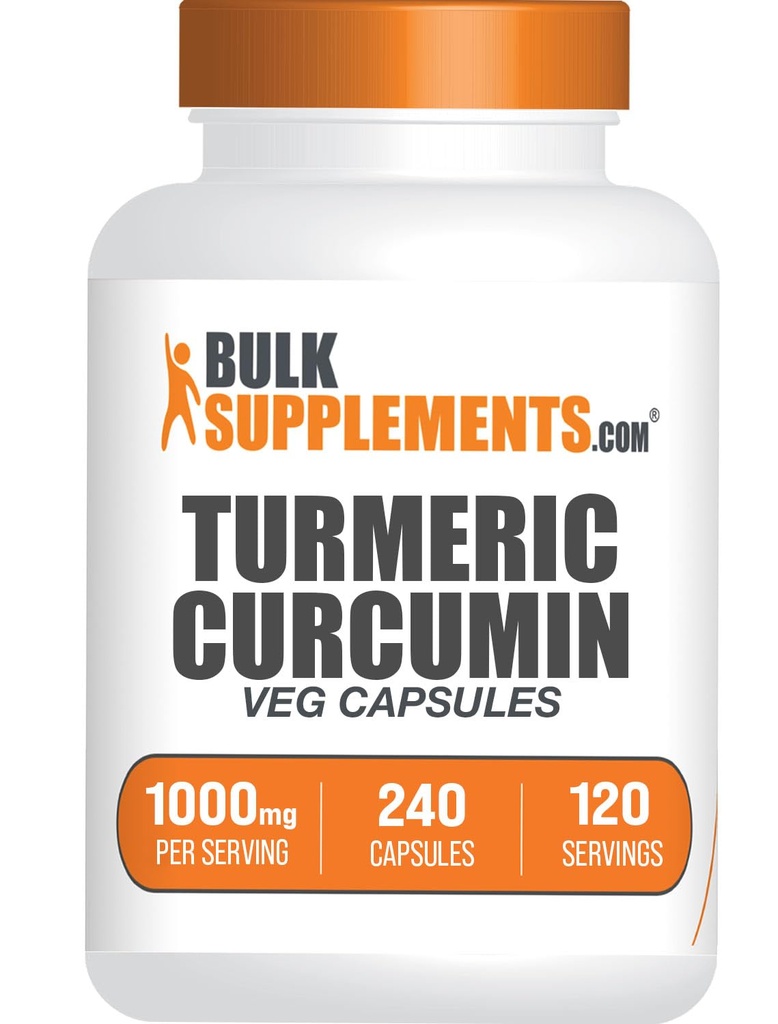 BulkSupplements.com Turmeric Extract Kapsulas - Turmeric Papildinājums, Turmeric Curcumin Papildinājums 1000mg - Bez lipekļa, 240 Veg Kapsulas (1. iepakojums)