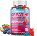 Kreatīnmonohidrāts 8000mg Gumijas ar BCAA, L-karnitīns, Taurīns un vitamīns B12 - Pre Workout Papildinājums muskuļu augšanu, spēks un enerģija, Multi-Flavor košļājamās gumijas, 90 Skaits vīriešiem un sievietēm