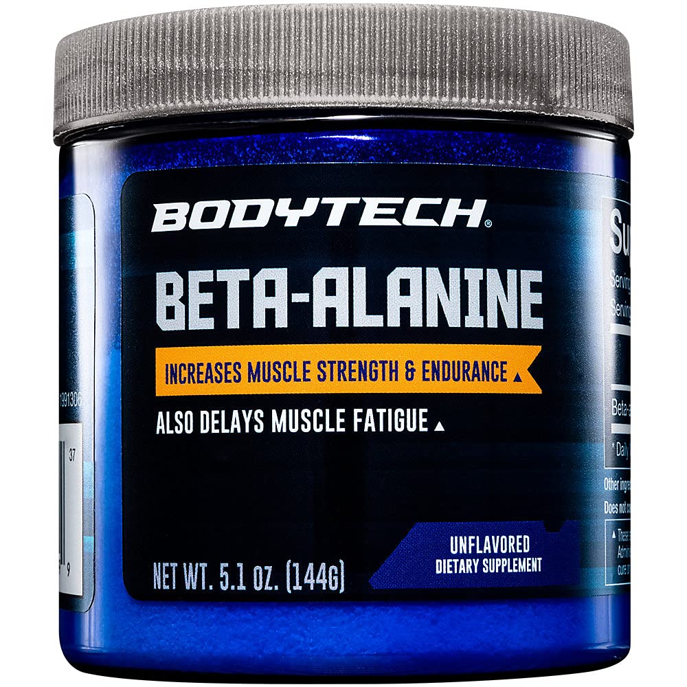 BodyTech Beta-Alanine Pulveris - Atbalsta Muskuļu izturība, veiktspēju un darbspēju Ietilpība - Unflavored (5.1 oz, 90 Servē)