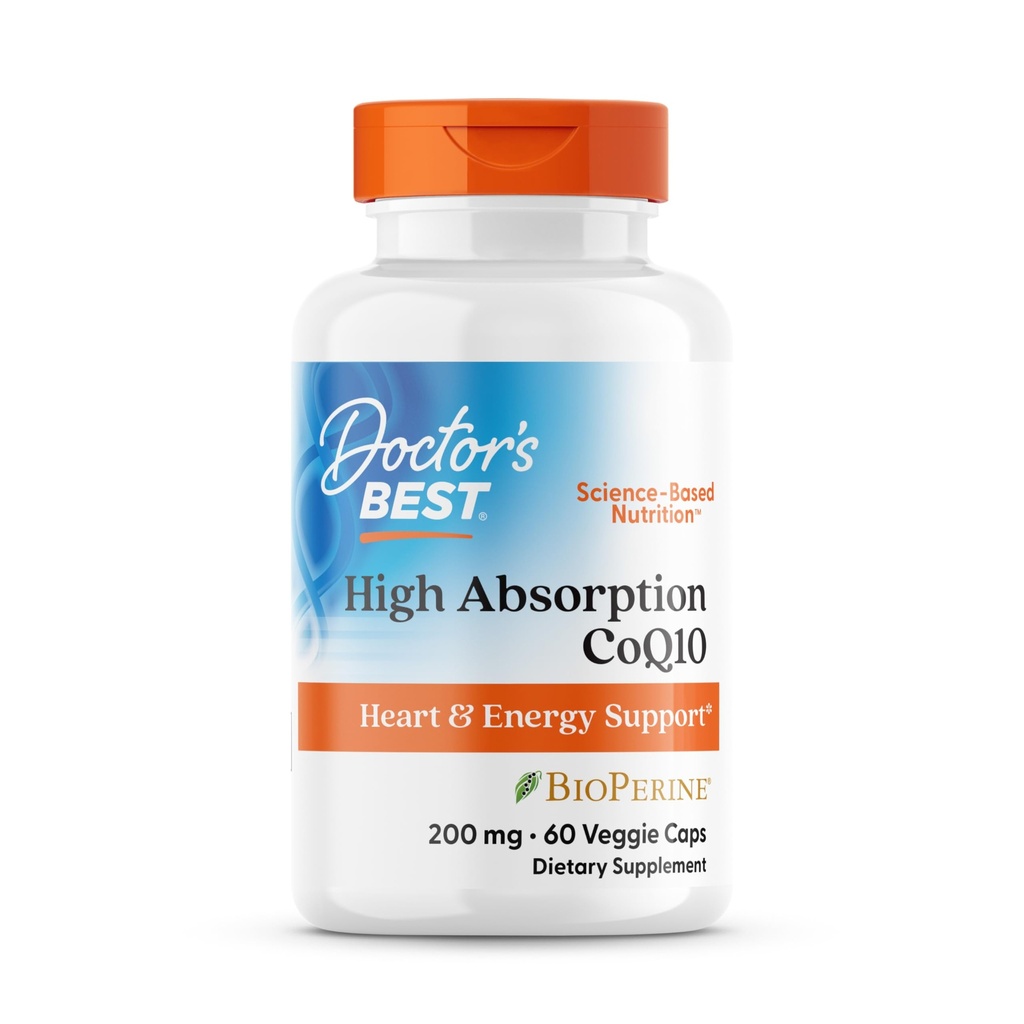 Ārsta labākais augstas absorbcijas CoQ10 200mg ar BioPerine papildinājumu - Coenzyme Q10 Caps for Heart Health & Antioxidant Support, CoQ10 200 mg sievietēm un vīriešiem, ne ĢMO - 60 Veg kapsulas