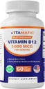 Vitamatic Vitamin B12 5000 mcg – 60 Fast Dissolve Tablets Berry Flavor – Supports Energy Production & Nervous System Health – Non-GMO, Gluten-Free