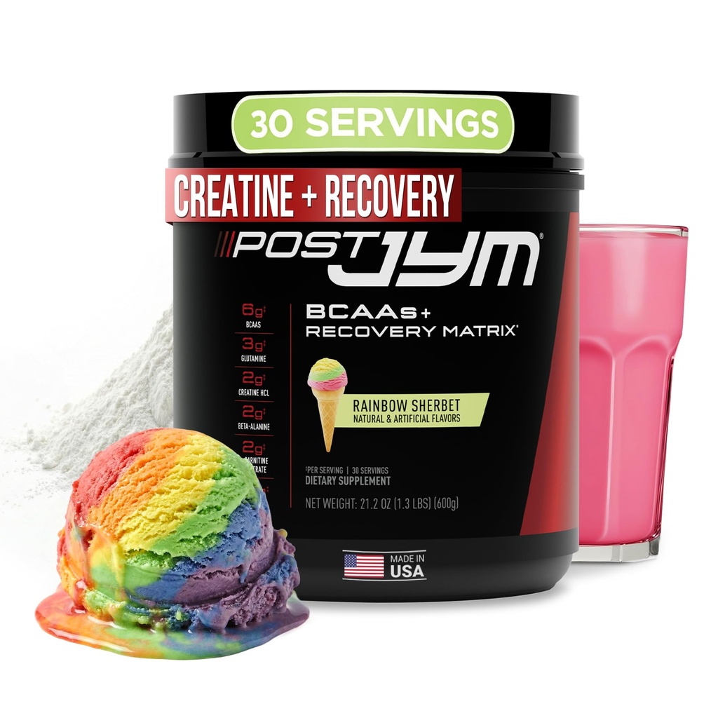 JYM Papildzinātnes Post JYM Active Matrix Varavīksne Šerbet Amino Recovery Pure Creatine HCL, BCAA’s, Glutamīns, Karnitīns, Betaine, Taurīns stipruma, Remonts, Veiktspēja 30 Servējumi