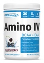 PEScience Amino IV BCAA & EAA pulveris, Essential Aminoskābes, Taurīns, Elektrolīti hidrācijai un muskuļu atgūšanai, Bez cukura vīriešiem un sievietēm, Post Workout - Black Cherry, 30 Kalpo