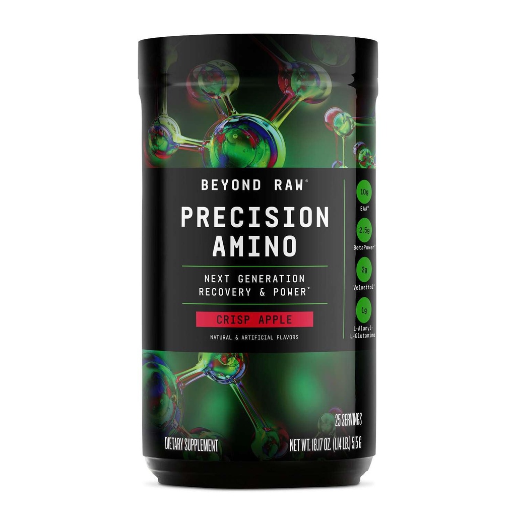 BEYOND RAW Precizitāte Amino - Atveseļošanās un jauda Aminoskābju formula - degviela Muskuļi - uzlabot hidratācija - Crisp Apple - 25 Kalpo