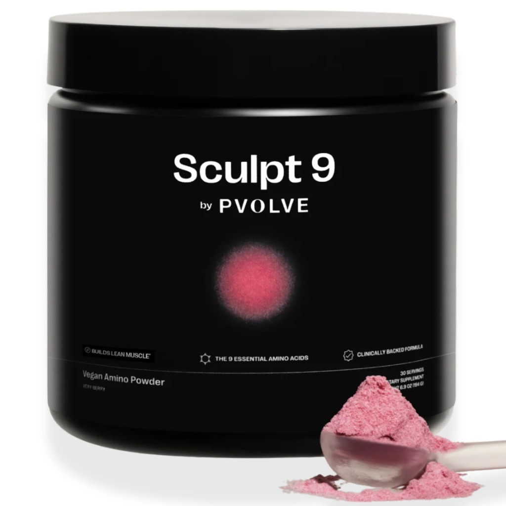 PVOLVE Sculpt 9 EAA & BCAA pulveris sievietēm      ; Ļoti Berry Flavor ; Essential Aminoskābes papildinājums Lean Muskuļi, reģenerācija un stiprums ;