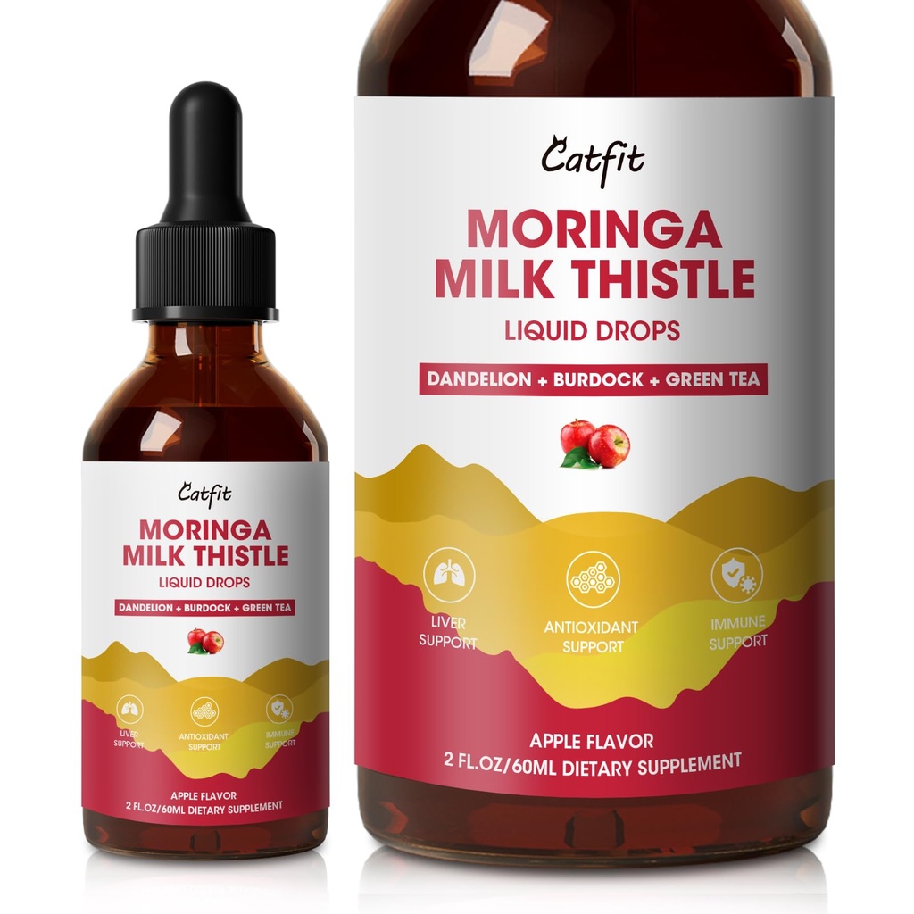 Piena dadzis Aknas Detox nokrīt Apple Flavor – Aknu tīrīt Detox & Remonts ar Moringa, Dandelion, Burdock & Green Tea – Augu šķidruma papildinājums aknu Support & Aknu veselība, Vegan, 2 Fl Oz