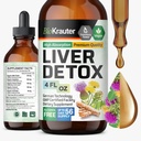 BIO KRAUTER® Aknu tīrīšana Detox un remonts* - Vegan šķidrās aknas Atbalsts ar piena daiviņu, Chanca Piedra, Turmeric, Dandelion Root & Artichoke 700 mg - 4 Fl.Oz 56 piegādes diena - bez alkohola un cukura