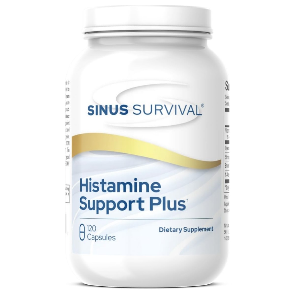 Histamīna Support Plus – Dabas Histamīna bloķētājs & Alerģija Relief papildinājums – Atbalsta Sinus Health, Imūndeficīts & Non-Drowsy Histamīns Regulation - (120)