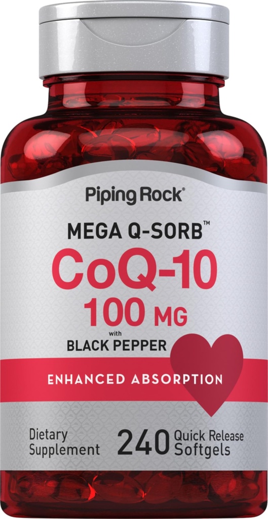 Pīlings Rock CoQ10 100mg • 240 Softgels • Uzlabota Absorbcija Papildinājums sievietēm un vīriešiem • Ne-GMO, bez lipekļa
