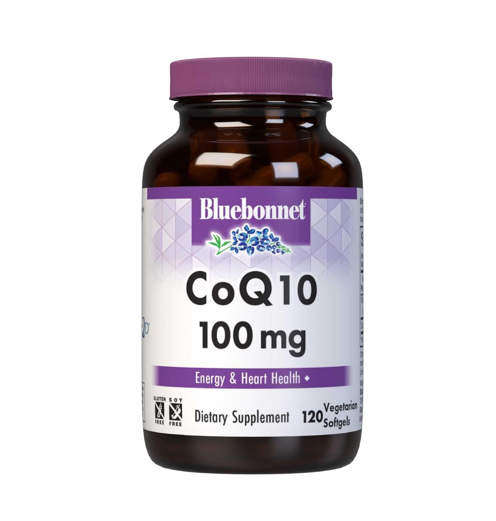 Bluebonnet Nutrition CoQ10 100 mg, enerģijas ražošana*, sirds veselība*, ne-ĢMO, bez lipekļa, bez sojas, veģetārietis Friendly, 120 Vegetarian Softgels, 120 Servējumi