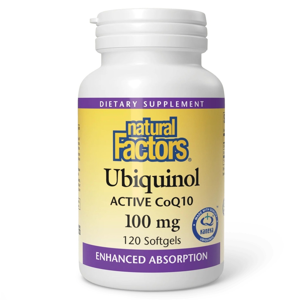 Dabas Faktori Ubiquinol 100 mg - Atbalsta sirds veselību un dabisko Vitality - Antioksidants Papildinājums ar Superior Absorbcija - Enerģijas atbalsts ar Linsēklu eļļu - 120 Softgels (120 Servē)