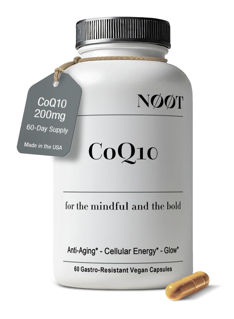 NOOT CoQ10 200mg - Augsta Absorbcija- Coenzyme- Q10, Antioksidants sirds un kognitīvajai veselībai un Imūnsupport, enerģijas ražošana, Ubihinons, Vegan, Coq 10 papildinājums, Nootrop, 60 kapsulas