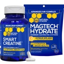 NATURAL STACKS Kreatīnmonohidrāts & Magtech Hidrate Bundle - 2500mg kreatīns + 200mg Elementārais magnijs Per Servē - Atbalsta hidratācija, smadzeņu veselība un izturība - 44 Kopā Kalpo