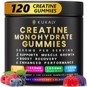 KUKALY Kreatīna monohidrāts Gumijas vīriešiem un sievietēm, 9000MG Kreatīna Gumijas bez cukura – ar L-Taurīna maisījumu, BCAA 2:1, B12 B6 Boost Strength, Focus & Endurance, Vegan, Non-GMO, 120pcs