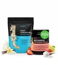 LEGION post Workout Recovery Stack – Recharge Creatine Post Workout Drink (Zemeņu Lemonāde) + Sūkalu proteīna pulveris (Vanilla) – Muskuļu augšanu, stiprumu un atgūšanas atbalsts – 30 Kalpo katru