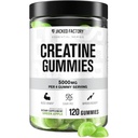 Jacked Factory Free Creatine Gummies - 5g Dienas deva (1,25g uz gummy) - Kreatīnu Gummy Cukurs brīvs vīriešiem un sievietēm, Vegan-Draudzīgi, Trešās puses pārbaudīts - 120 Gummies, Green Apple