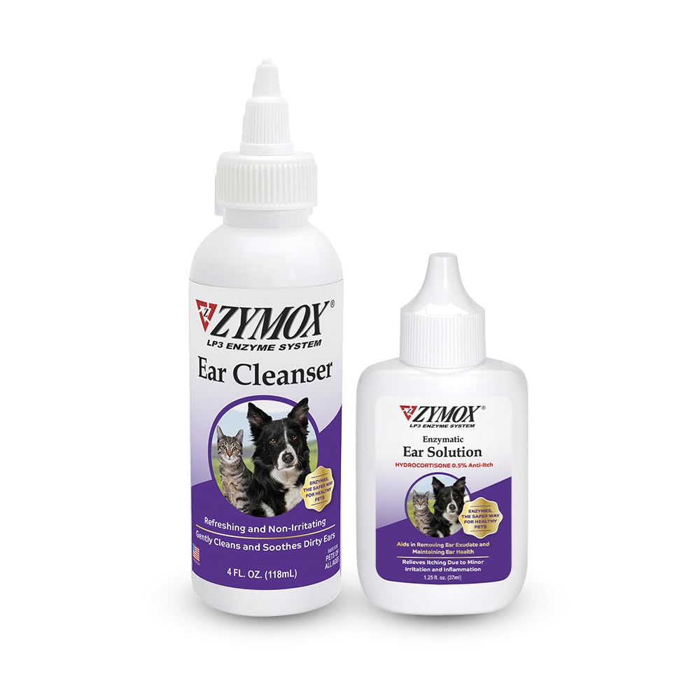 Pet King Brands ZYMOX Ausu šķīdums ar 0,5% hidrokortizonu un ausu tīrīšanas līdzekli