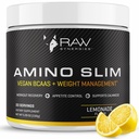 RAW Synergies Amino Slim - Active Lifestyle Papildinājums vielmaiņas & Mindful Ēšanas Atbalsts - Muskuļu & Enerģijas Atbalsts - Bezcukura & Vegan - Lemonāde - 20 Kalpo