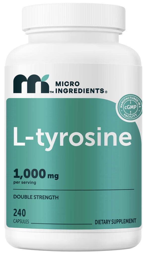 Micro Ingredients L-tirozīns 1 000 mg Per Serving, 240 kapsulas 
