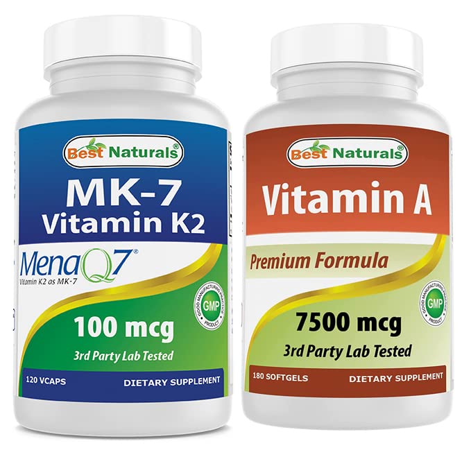 Labākais dabas MK-7 K2 vitamīns 100 μg un vitamīns A 25000 SV