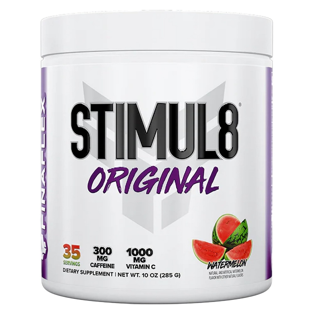 FINAFLEX STIMUL8 Oriģināls pirmsdarbs, arbūzs - enerģija, spēks un izturība vīriešiem un sievietēm - ar kofeīnu, beta-alanīnu un C vitamīnu - 35 Kalpo