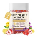 Milk Thistle Gummies with 2000MG Extract, aknu veselības atbalsts Gumies, Silymarin Milk Thistle Papildinājums ar Artichoke, Dandelion, Turmeric Curcumin, Nē Cukurs, pieaugušajiem, Vegan, 90 grāfs