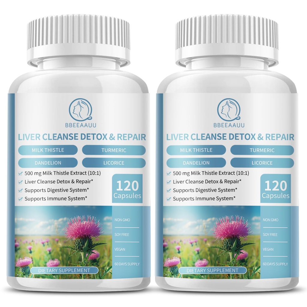 (2 Pack) Piena Thistle Papildkapsules, Aknu Veselības Formula, ar Dandelion Sakni, 10:1 ekstrakts, Aknu Detox Tīrīšanas Atbalsta, Gremošanas & Imūnās sistēmas, 240 Skaits
