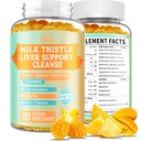 Aknas tīrīt Detox & remonts 2000 Mg Milk Thistle Gumies - Mango Ananass - ar NAC, Glutatione, Dandelion Saknes, Aloe Vera Leaf, uc, Gluten-free, 60 Count