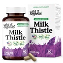 Savvaļas un organiskais piens Thistle kapsulas 1000mg - Aknu Detox piedevas - Silymarin Milk Thistle pulveris aknu tīrīšanai - 90 Vegan Kapsulas - 45 dienu piegādes - Nav pildījumu, nav GMO