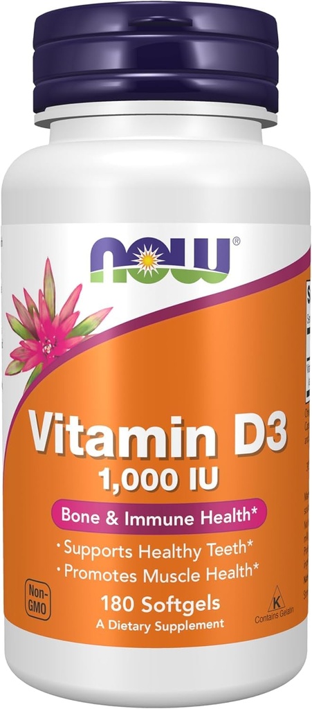 D3 vitamīns, augsta potence, 1000 SV, 180 softgeli