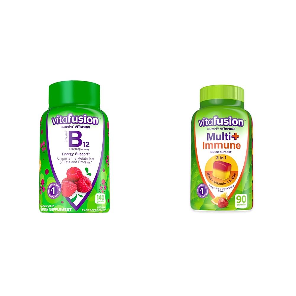 Vitafūzija B12 vitamīns enerģijas metabolismam, multivitamīns Plus imūnsupport Gumijas ar C vitamīnu, cinks - 140 + 90 Skaits