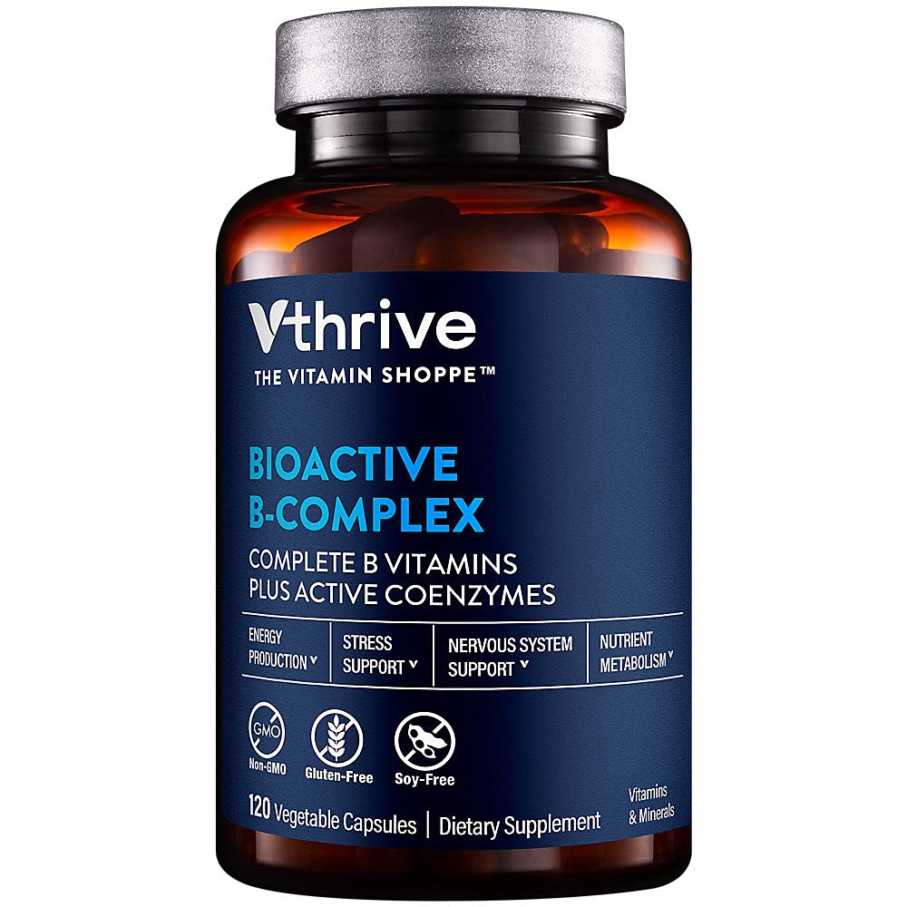 Vthrive Bioactive B-Complex - B vitamīns + aktīvie koenzīmi enerģijas ražošanai (120 augu kapsulas)