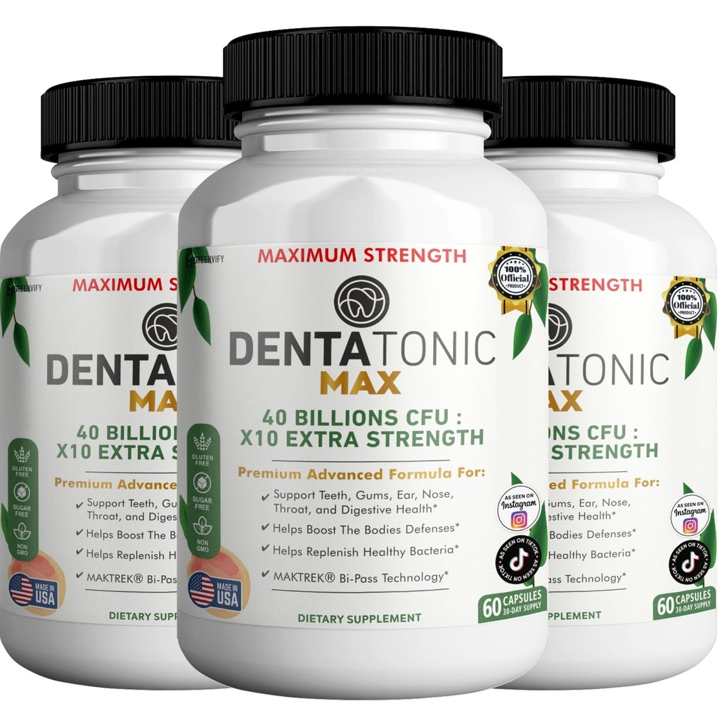 Denta Tonic Max Probiotic Papildinājums, 40 miljardi CFU, 60 kapsulas, Atbalsta Mutes un Gremošanas Veselības (3)