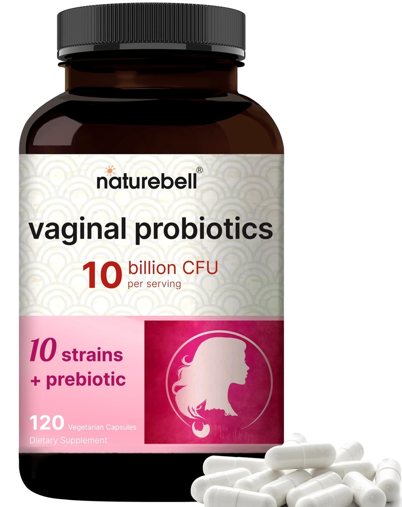 NatureBell Vaginal Probiotikas sievietēm, 10 miljardi KVV, 120 Veggie kapsulas      - PH balansa probiotikas un prebiotikas Blend – Lactobacillus Vaginal papildinājums – Atbalsta Odor, Flora & Yeast