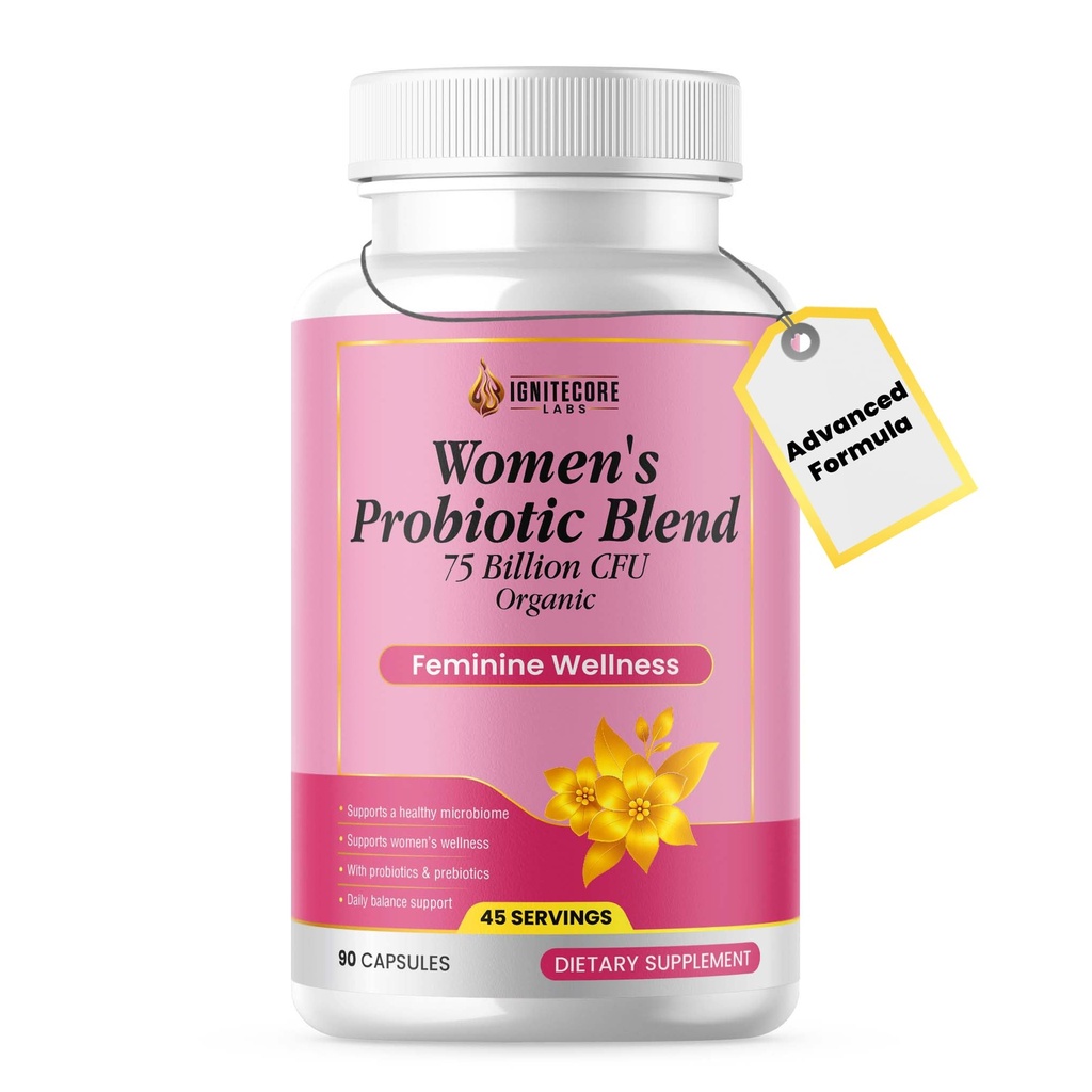 Sieviešu probiotikas 75 miljardi KVV – Vagināla veselība un pH Balansa atbalsts – Dzērvenes, Prebiotikas & Organic Blend – Gremošanas un Imūnsupport – Non-GMO, bez lipekļa – 90 kapsulas (45 Servējumi)