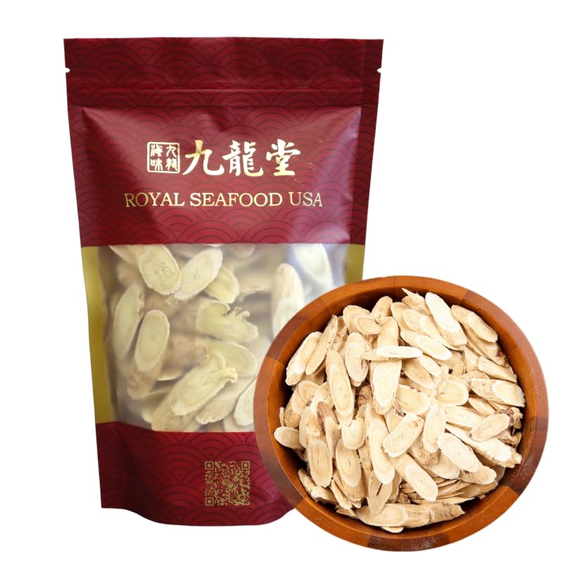 Royal Seafood USA Premium Natural Astragalus Root, Cut and sifted, Chinese Herbal Tea, No additives, Huang qi Slice, Healthy Herbal Tea 黄芪片 纯天然 黄芪 养生 健康 (0.5 lb)