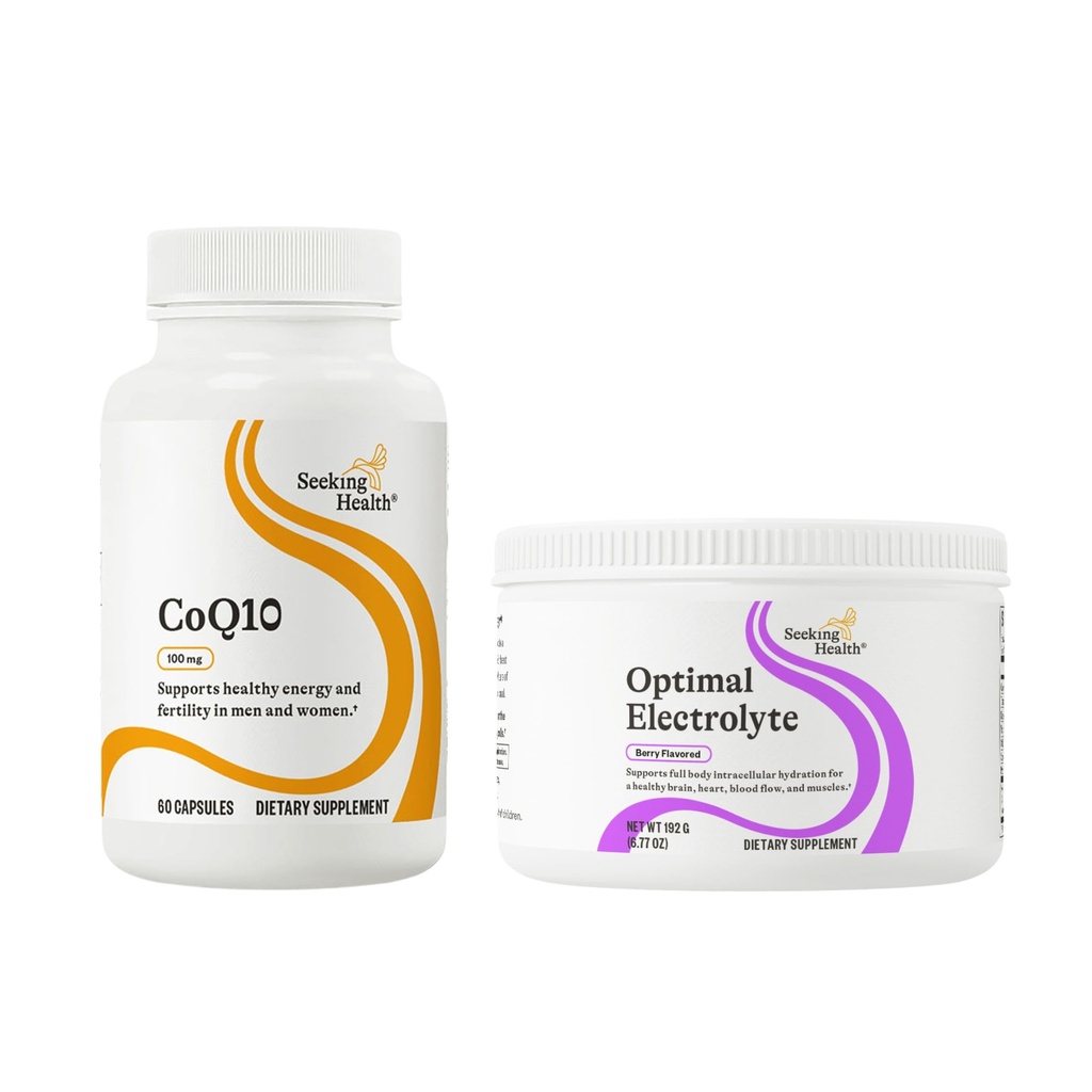 CoQ10 & Optimal Electrolyte: Heart & Energy Support + Electrolyte Powder for Hydration & Digestion, Berry (60/30 Servings)