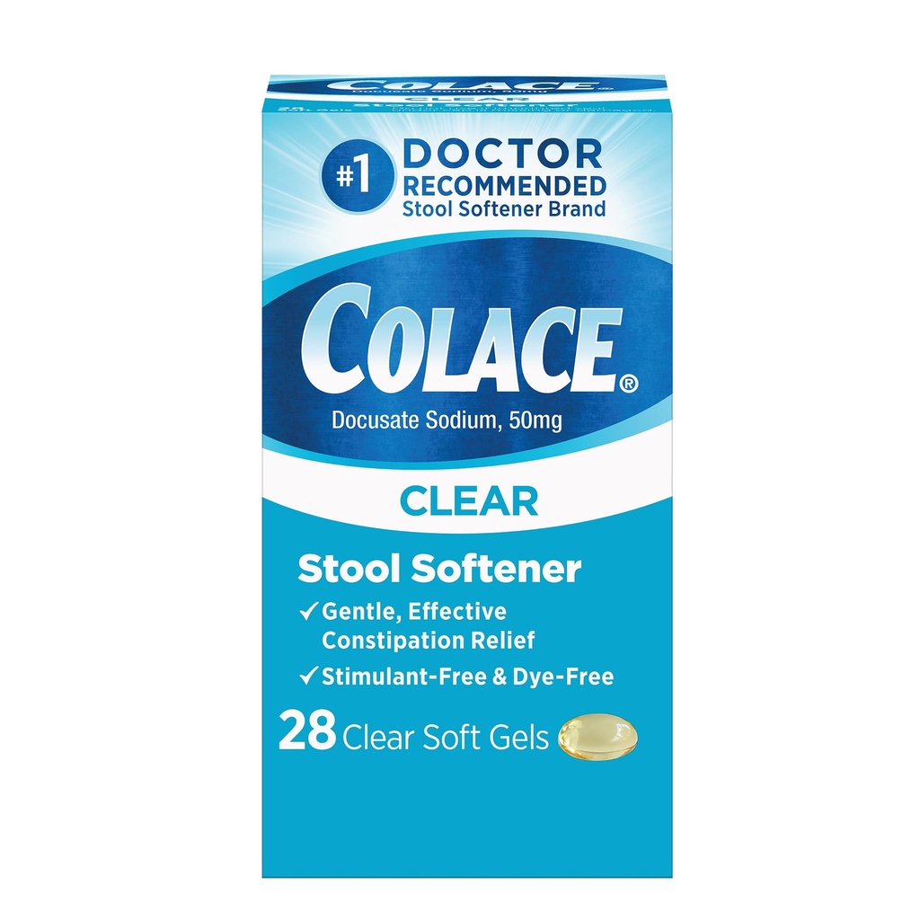 Dulcolax Fast Relief Medicated Laxative Suppositories 28 Count and Colace Clear Stool Softener Soft Gel Capsules Constipation Relief 50mg 28 Count Bundle