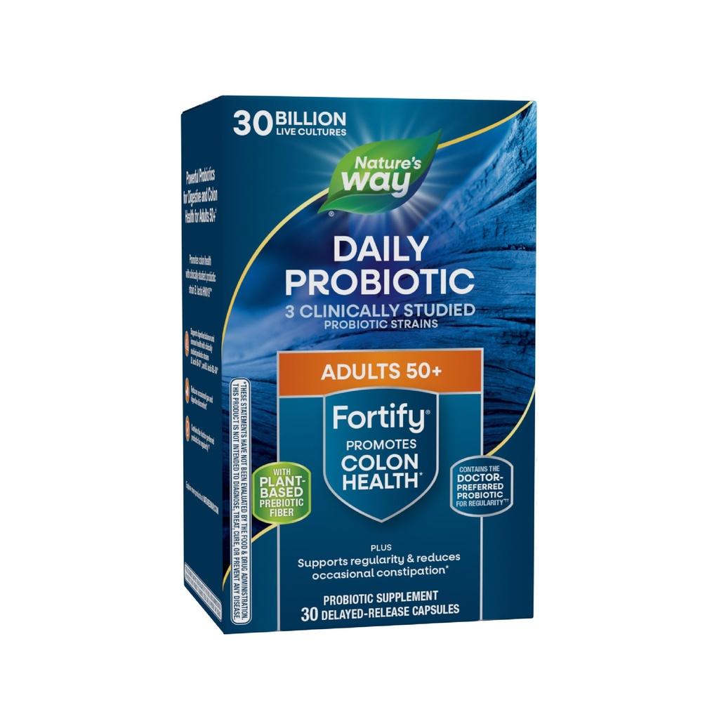 Nature's Way Fortify 50+ Daily Probiotic for Men & Women, 30 Billion Live Cultures, Colon, Digestive, and Immune Health Support* Supplement, 30 Capsules (Pack of 12)