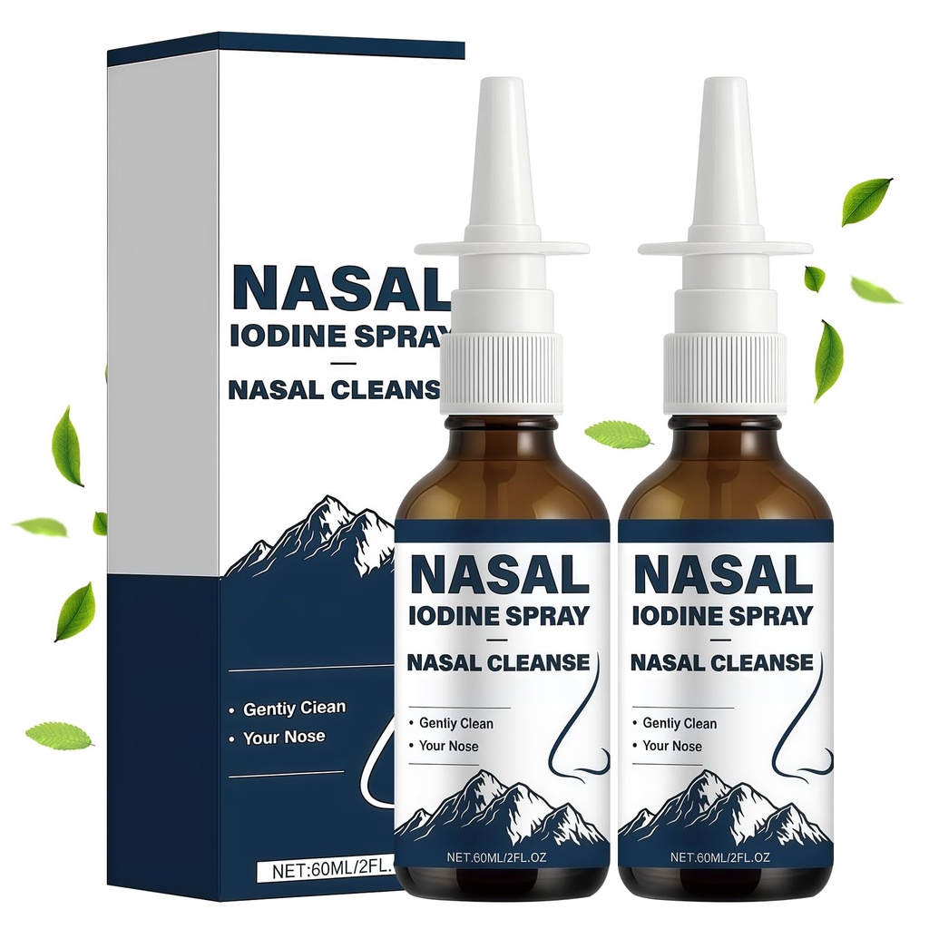 Timeno Iodine Nasal Spray, Non-Medicated Mist with Iodine & Fulvic Acid, Fine Mist for Daily Nasal Cleanse, Dry Air & Travel Use (2pcs)