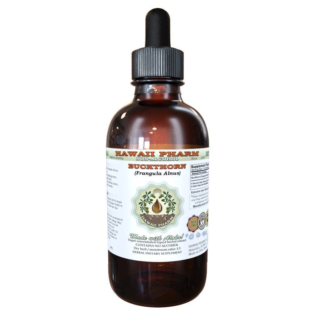 Hawaii Pharm Buckthorn Alcohol-Free Liquid Extract, Buckthorn (Frangula Alnus) Dried Bark Glycerite Natural Herbal Supplement 2 oz