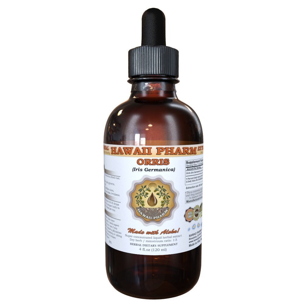 Hawaii Pharm Orris Liquid Extract, Orris (Iris germanica) Tincture, Herbal Supplement, Made in USA, 4 fl.oz
