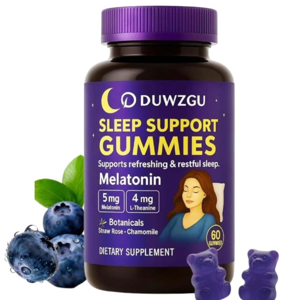 Sleep Gummies for Adults – Melatonin, L-Theanine, Chamomile & Lemon Balm – Berry Flavor – Vegan, Non-GMO – 60 Nighttime Gummies for Restful Sleep – Delicious, Gentle, Natural Support