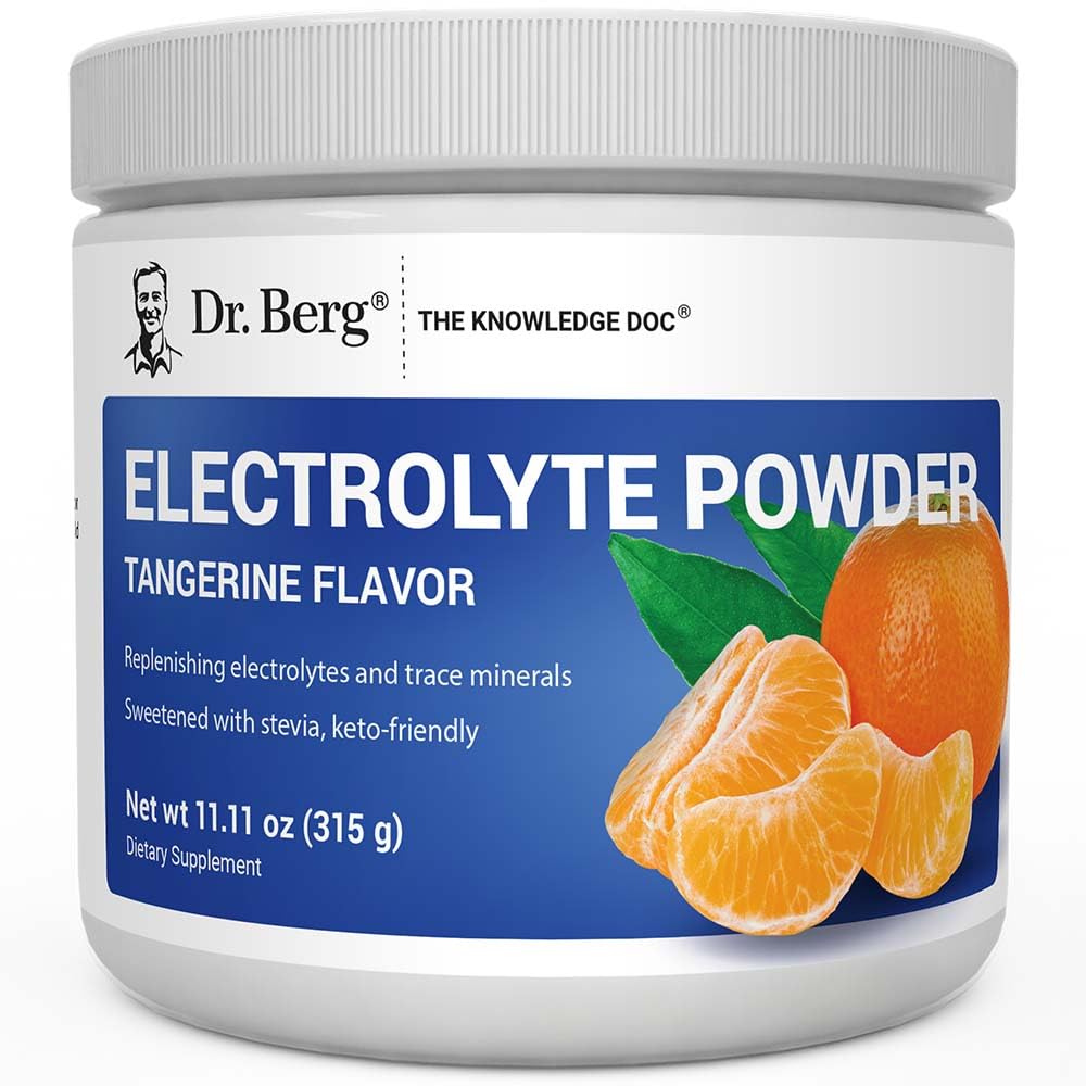 Dr. Berg Nulles cukura hidrācija Keto Electrolyte pulveris - Uzlabots w/ 1000 mg kālija un reālā rozā Himalaju sāls (NOT galda sāls) - Tangerine Flavor Hydration Drink Mix Papildinājums - 50 Pasniedz