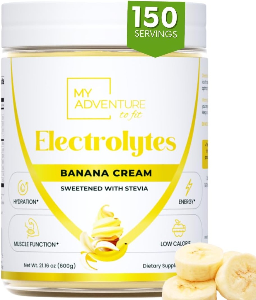 Zero Cukurs - banānu krēms Elektrolītu pulveris - atsvaidzinoša hidratācija - bez kofeīna Enerģija ar visām dabas sastāvdaļām - Vegan Keto & Paleo - bezcukura Elektrolītu pulveris Drink Mix - 150 Servējumi